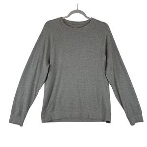 Faherty Brand Mens Raglan Sweatshirt Grey Textured Crew Neck Pullover Size M